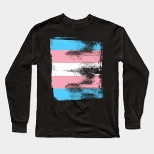 Trans Pride Flag Colors Vintage Finish Long Sleeve T-Shirt